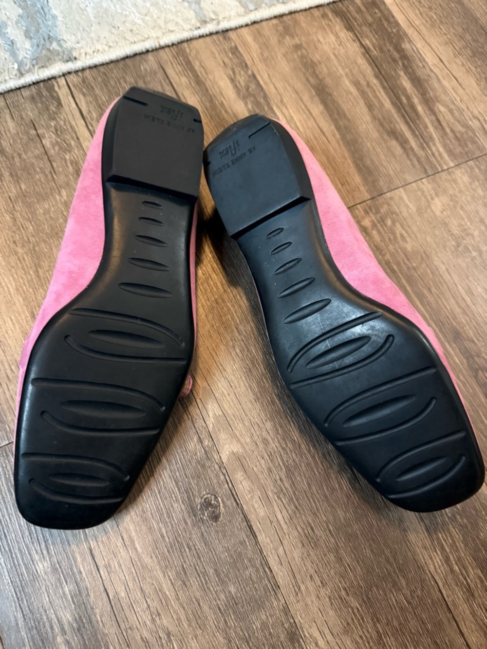 Anne Klein Pink Suede Loafers with Buckle Accent - Picture 4 of 9